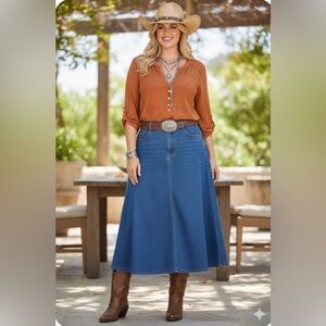 ✨ Democracy Boho Henley Blouse in Burnt Orange - Copper Colored 2X 🌼